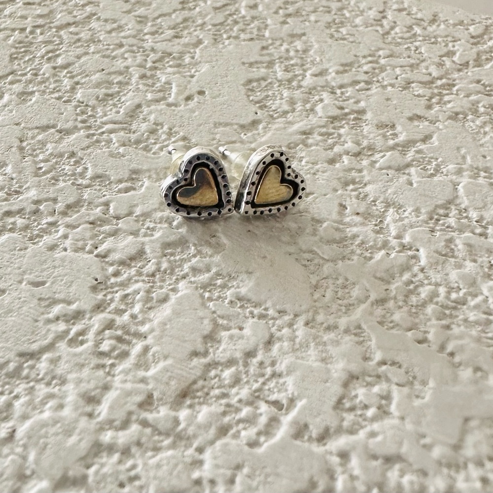 Brighton Heart-Shaped Silver and Gold Stud Earrings